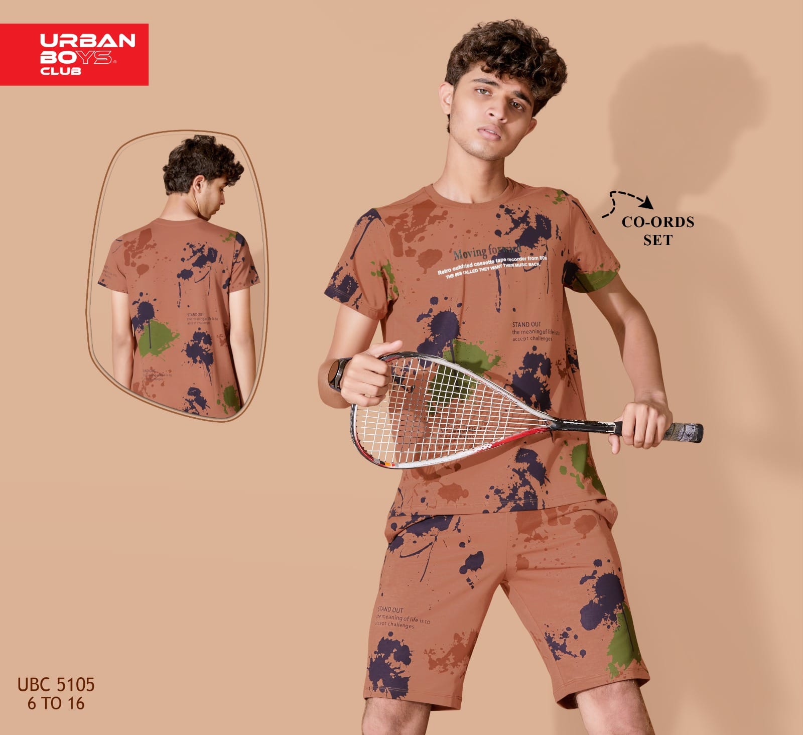 CHOCOLATE URBANBOYS CLUB SIGNATURE SHORTS CO-ORD SET