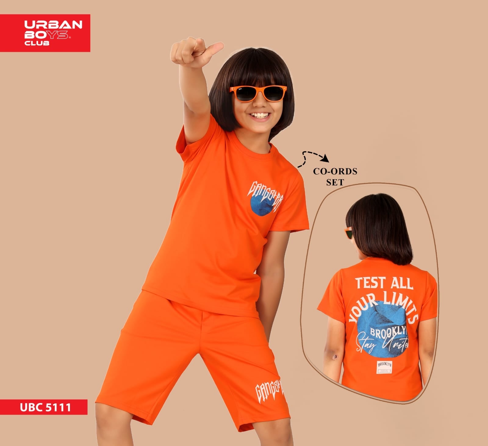 ORANGE URBANBOYS LUXE EDITION SHORTS CO-ORD SET