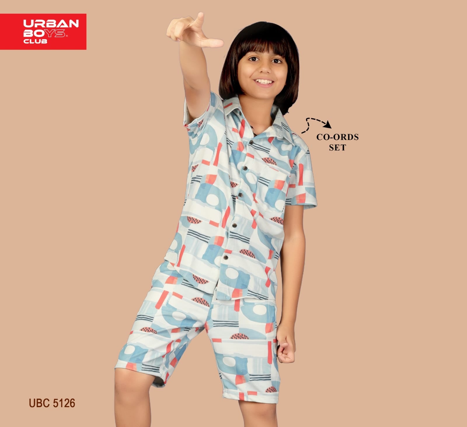 ASST PRINT URBANSMART CO-ORD SET - SHIRT & SHORTS SET
