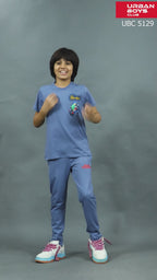 STEEL BLUE FULL PANT CO-ORDS WITH A TOUCH OF CLASS