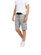 GREY LYCRA PRINT SHORTS WITH 2 SIDE ZIPPERS